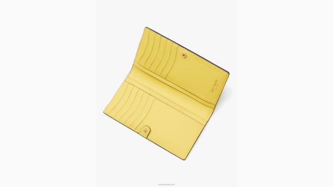 žene Kate Spade pergamena multi morgan lemon toss reljefni tanki dvostruki novčanik pribor 04HN448
