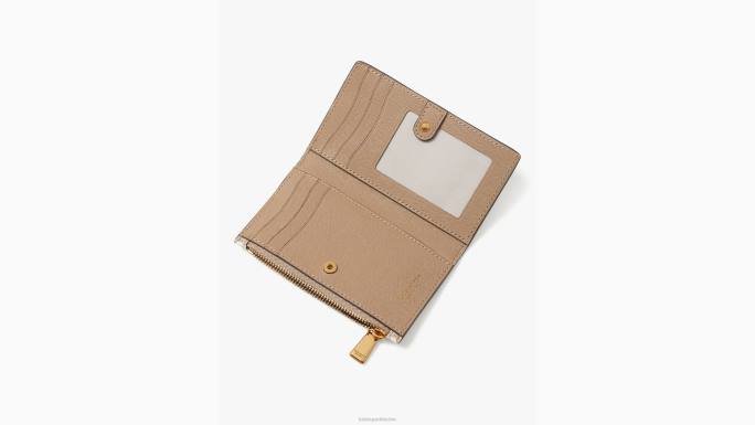 žene Kate Spade prirodni multi mali tanki dvostruki novčanik od platna obloženog cvjetnim monogramom pribor 04HN419
