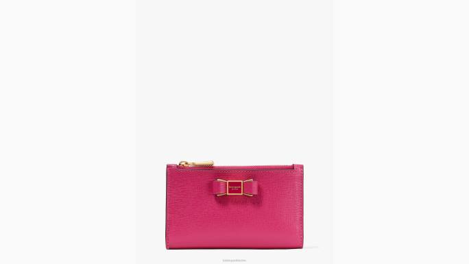 žene Kate Spade roza šljiva morgan bow embellished mali tanki dvostruki novčanik pribor 04HN372