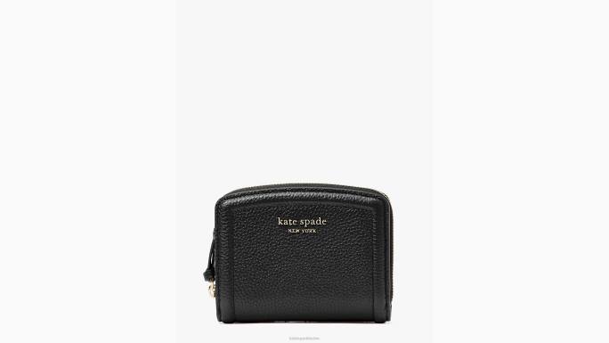 žene Kate Spade crno knott mali kompaktni novčanik pribor 04HN350