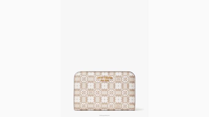 žene Kate Spade prirodni multi kompaktni platneni novčanik presvučen cvjetnim monogramom pribor 04HN436