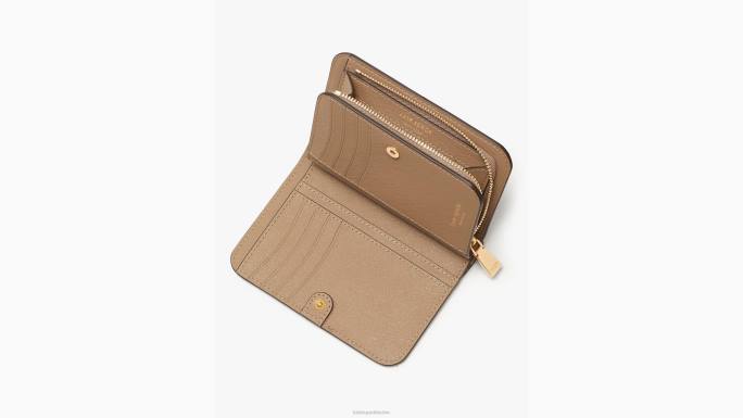 žene Kate Spade prirodni multi kompaktni platneni novčanik presvučen cvjetnim monogramom pribor 04HN436