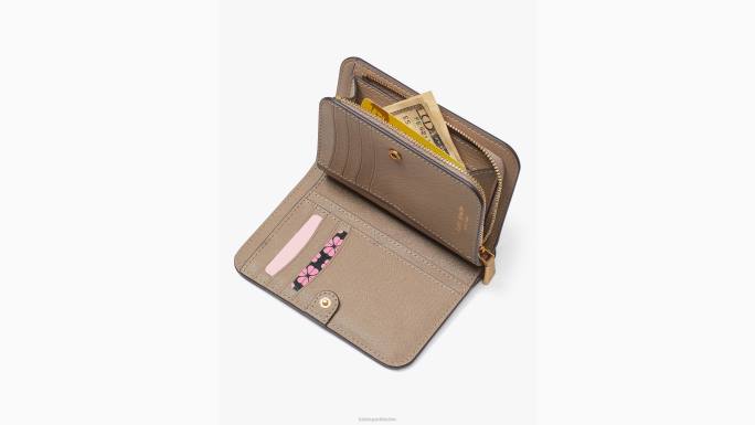 žene Kate Spade prirodni multi kompaktni platneni novčanik presvučen cvjetnim monogramom pribor 04HN436
