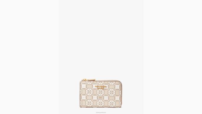 žene Kate Spade prirodni multi platnena torbica za ključeve obložena cvjetnim monogramom pribor 04HN457