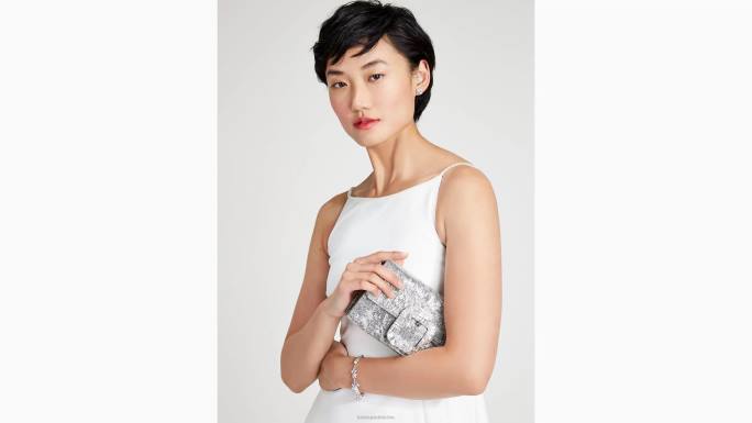 žene Kate Spade blijedo zlatna multi svadbena kopča preko tijela s lureksom pribor 04HN307
