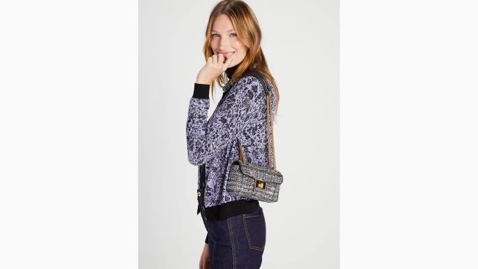 žene Kate Spade crni multi evelyn šljokičasti tvid s malim ramenima preko ramena pribor 04HN476