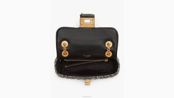 žene Kate Spade crni multi evelyn šljokičasti tvid s malim ramenima preko ramena pribor 04HN476