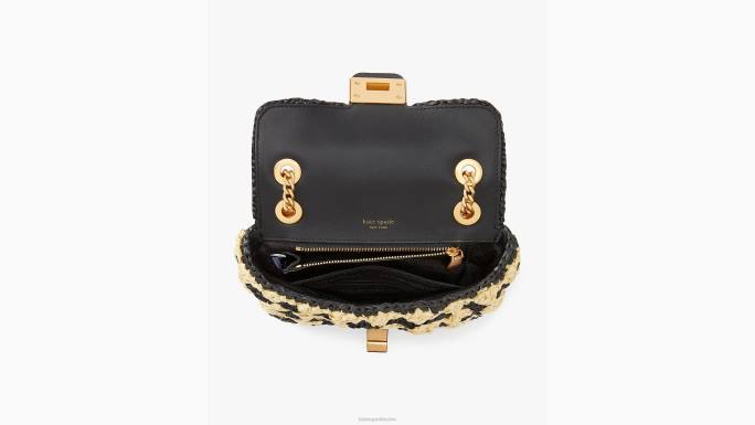 žene Kate Spade crni multi evelyn prugaste heklane rafije s malim ramenima preko tijela pribor 04HN13