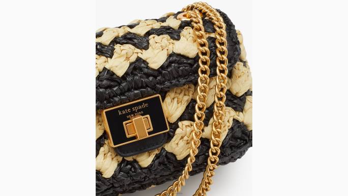 žene Kate Spade crni multi evelyn prugaste heklane rafije s malim ramenima preko tijela pribor 04HN13