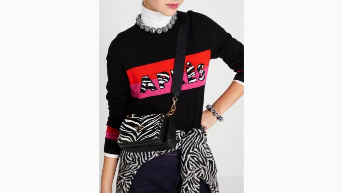 žene Kate Spade crni multi morgan zebra reljefni dvostruki crossbody pribor 04HN471