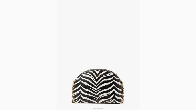žene Kate Spade crni multi morgan zebra reljefni dvostruki patentni zatvarač dome crossbody pribor 04HN477