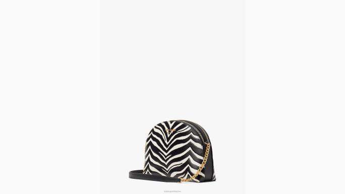žene Kate Spade crni multi morgan zebra reljefni dvostruki patentni zatvarač dome crossbody pribor 04HN477