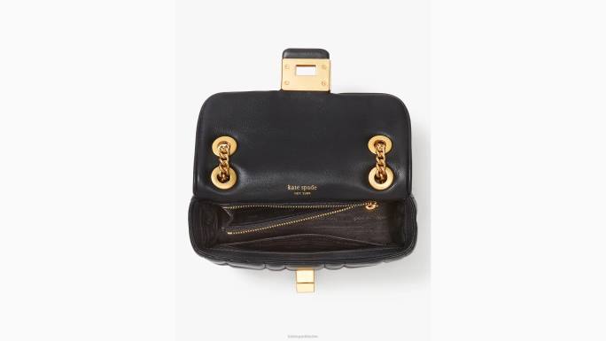 žene Kate Spade crno evelyn prošiveni mali rameni crossbody pribor 04HN233