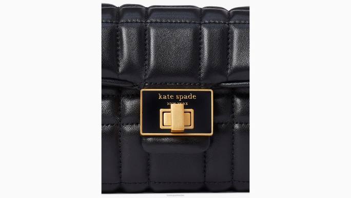 žene Kate Spade crno evelyn prošiveni mali rameni crossbody pribor 04HN233