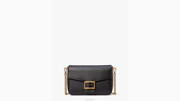 žene Kate Spade crno katy teksturirani kožni lanac s preklopom preko tijela pribor 04HN63