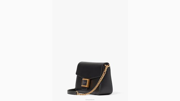 žene Kate Spade crno katy teksturirani kožni lanac s preklopom preko tijela pribor 04HN63