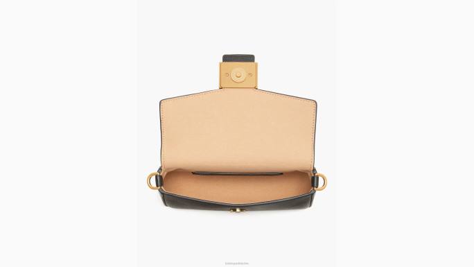 žene Kate Spade crno katy teksturirani kožni lanac s preklopom preko tijela pribor 04HN63