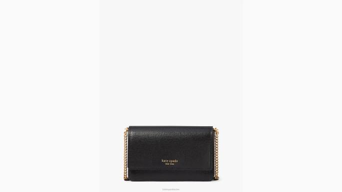 žene Kate Spade crno morgan novčanik s lancem s preklopom pribor 04HN268