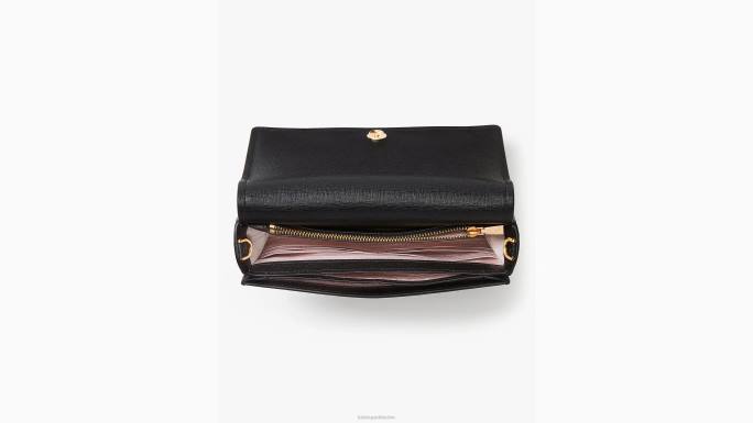 žene Kate Spade crno morgan novčanik s lancem s preklopom pribor 04HN268