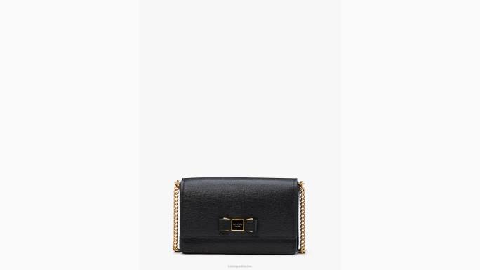 žene Kate Spade crno novčanik s lančićem s preklopom morgan bow pribor 04HN313