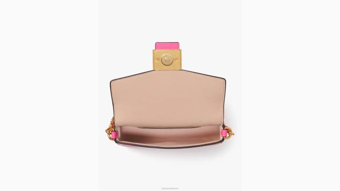 žene Kate Spade energetski ružičasta katy teksturirani kožni lanac s preklopom preko tijela pribor 04HN61