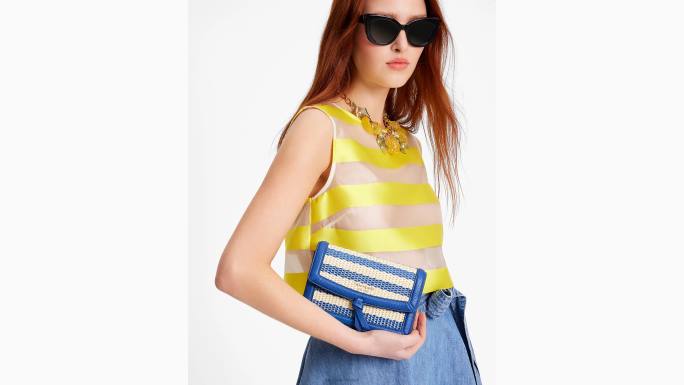 žene Kate Spade klasični plavi multi knott prugasti preklop preko tijela pribor 04HN327