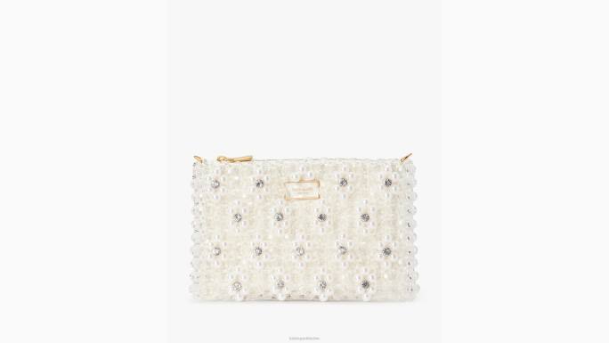 žene Kate Spade krema mini torbica za rame s žuboritim cvjetnim perlama pribor 04HN171