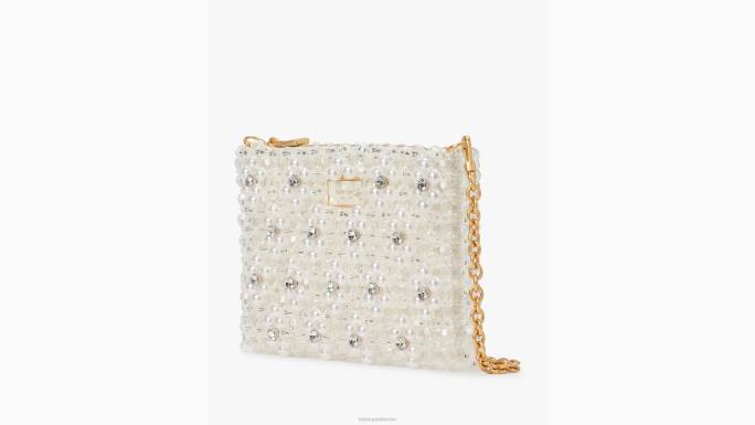žene Kate Spade krema mini torbica za rame s žuboritim cvjetnim perlama pribor 04HN171