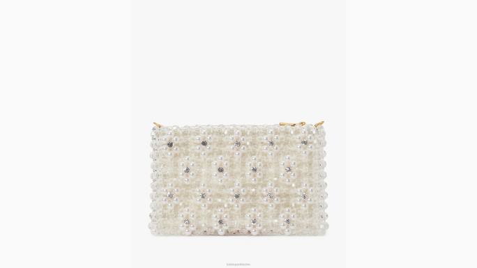 žene Kate Spade krema mini torbica za rame s žuboritim cvjetnim perlama pribor 04HN171