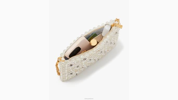 žene Kate Spade krema mini torbica za rame s žuboritim cvjetnim perlama pribor 04HN171