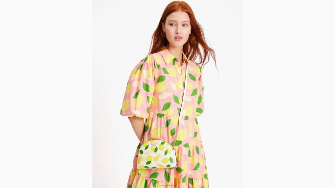 žene Kate Spade pergamena multi morgan lemon toss reljefna kupola s dvostrukim patentnim zatvaračem preko ramena pribor 04HN120
