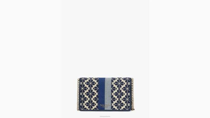 žene Kate Spade plavi multi cvjetni jacquard stripe lančić novčanik pribor 04HN253