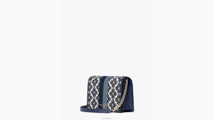 žene Kate Spade plavi multi cvjetni jacquard stripe lančić novčanik pribor 04HN253