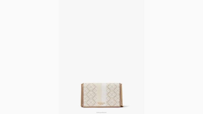 žene Kate Spade prirodni multi cvjetni jacquard stripe lančić novčanik pribor 04HN255