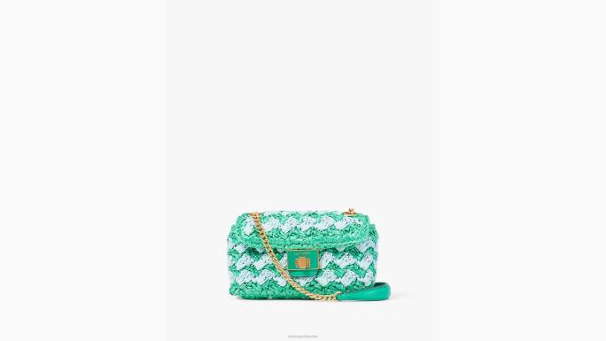 žene Kate Spade svježe zelje multi evelyn prugaste heklane rafije s malim ramenima preko tijela pribor 04HN14