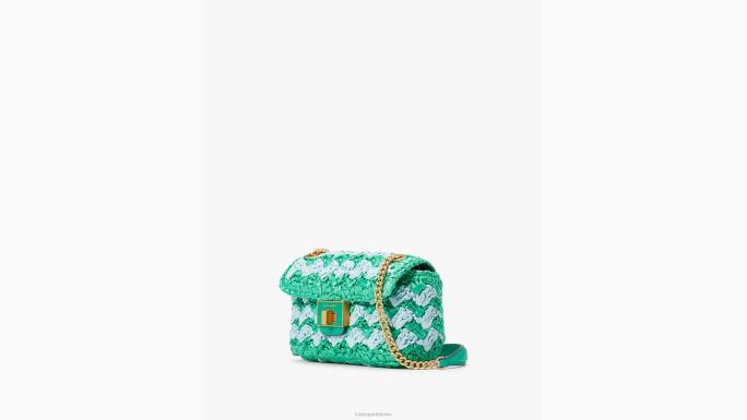žene Kate Spade svježe zelje multi evelyn prugaste heklane rafije s malim ramenima preko tijela pribor 04HN14