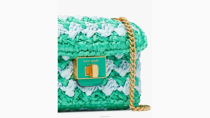 žene Kate Spade svježe zelje multi evelyn prugaste heklane rafije s malim ramenima preko tijela pribor 04HN14
