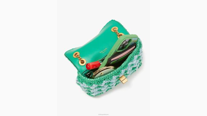žene Kate Spade svježe zelje multi evelyn prugaste heklane rafije s malim ramenima preko tijela pribor 04HN14
