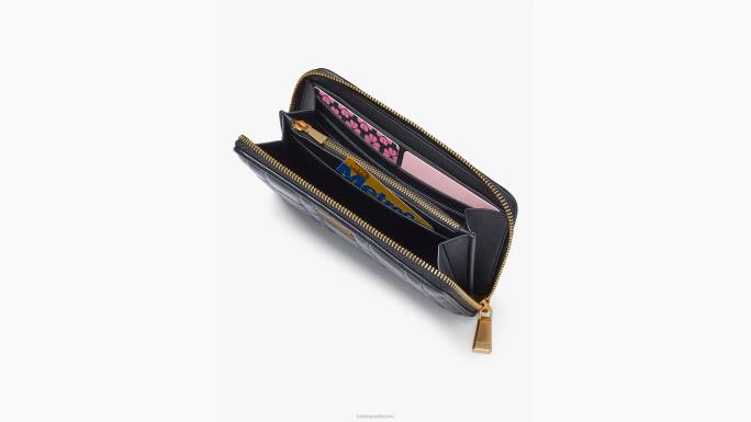 žene Kate Spade crno evelyn prošiveni kontinentalni novčanik s patentnim zatvaračem pribor 04HN396