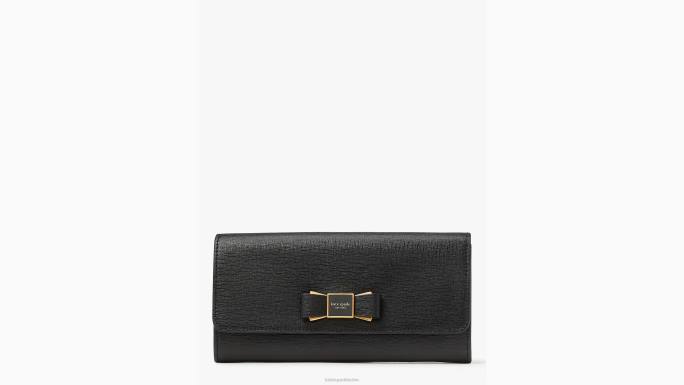žene Kate Spade crno kontinentalni novčanik s preklopom morgan bow pribor 04HN389