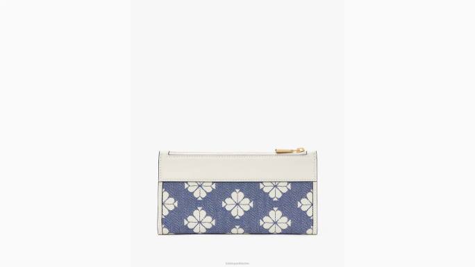 žene Kate Spade halo bijeli multi cvjetni dvobojni platneni uski novčanik s patentnim zatvaračem pribor 04HN422