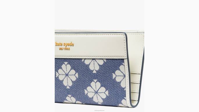 žene Kate Spade halo bijeli multi cvjetni dvobojni platneni uski novčanik s patentnim zatvaračem pribor 04HN422