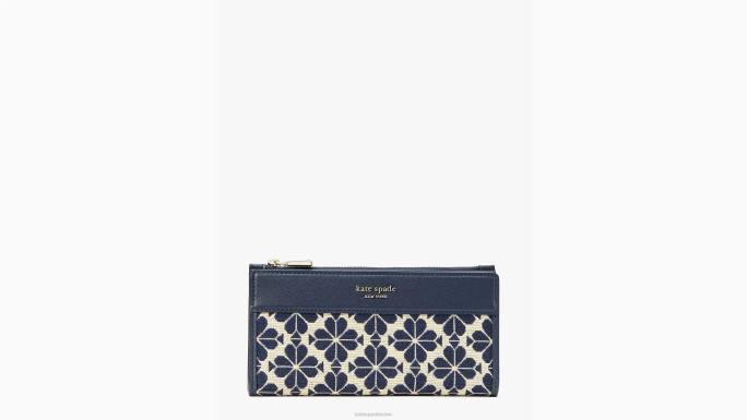 žene Kate Spade plava višebojna cvjetni jacquard zip tanki novčanik pribor 04HN393