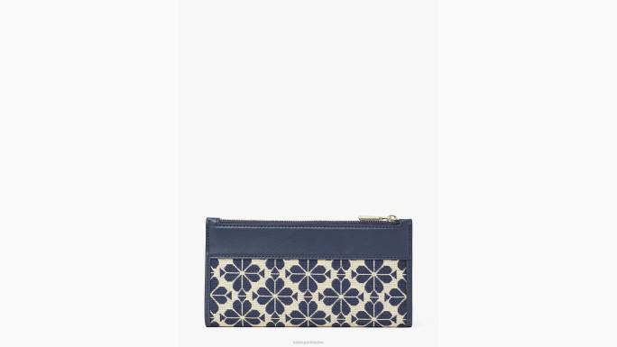 žene Kate Spade plava višebojna cvjetni jacquard zip tanki novčanik pribor 04HN393