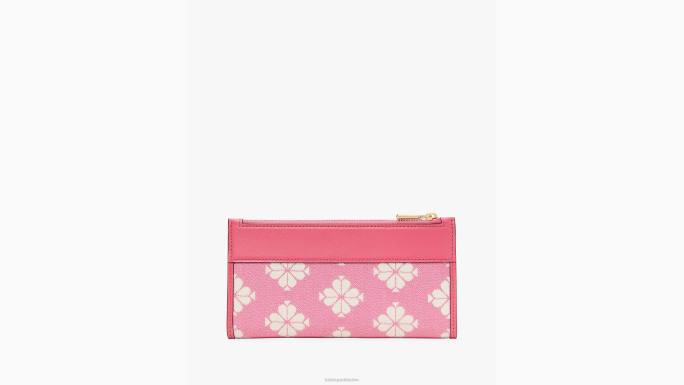 žene Kate Spade pom pom roza multi cvjetni dvobojni platneni uski novčanik s patentnim zatvaračem pribor 04HN421