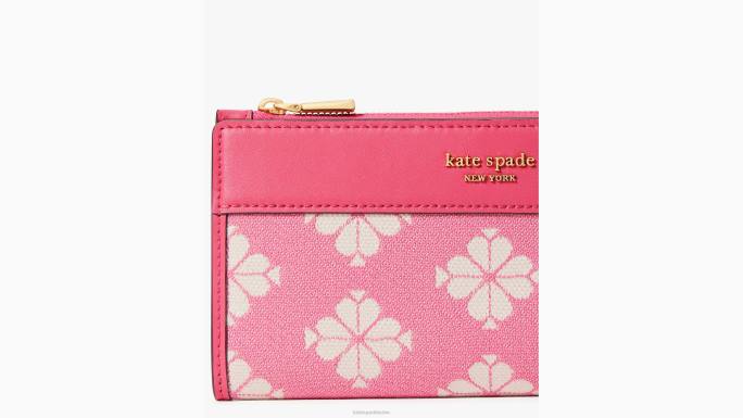 žene Kate Spade pom pom roza multi cvjetni dvobojni platneni uski novčanik s patentnim zatvaračem pribor 04HN421