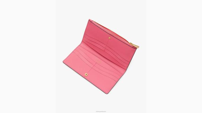 žene Kate Spade pom pom roza multi cvjetni dvobojni platneni uski novčanik s patentnim zatvaračem pribor 04HN421