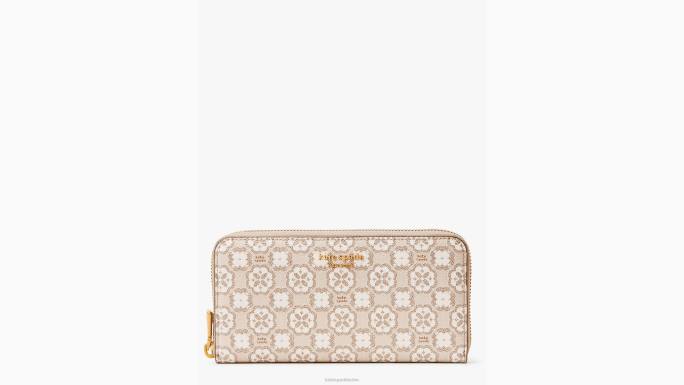 žene Kate Spade prirodni multi Platneni novčanik s patentnim zatvaračem presvučen cvjetnim monogramom pribor 04HN430