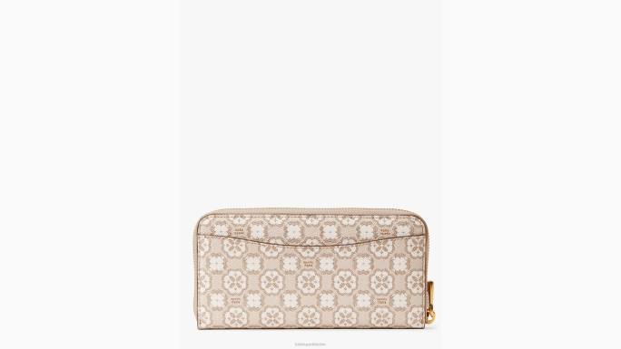 žene Kate Spade prirodni multi Platneni novčanik s patentnim zatvaračem presvučen cvjetnim monogramom pribor 04HN430