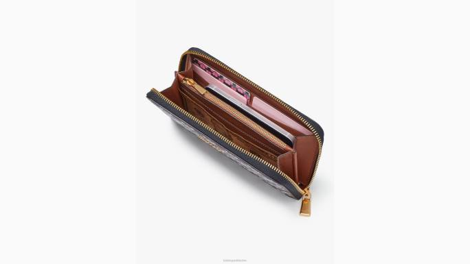 žene Kate Spade prirodni multi Platneni novčanik s patentnim zatvaračem presvučen cvjetnim monogramom pribor 04HN430